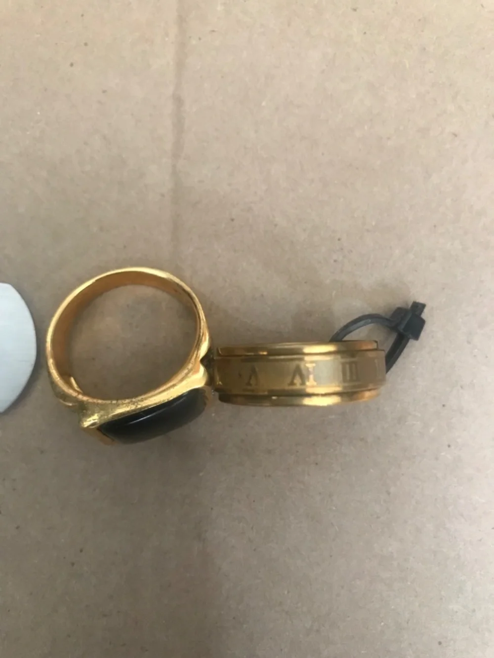 3 Men’s Stainless Steel Spinner Roman Numeral Ring & Onyx Gold plated Ring